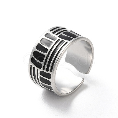 304 Stainless Steel Enamel Cuff Rings for Men RJEW-M171-35P-1