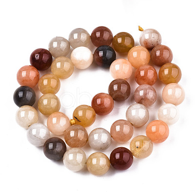 Natural Golden Silk Jade Beads Strands G-S373-004-10mm-1