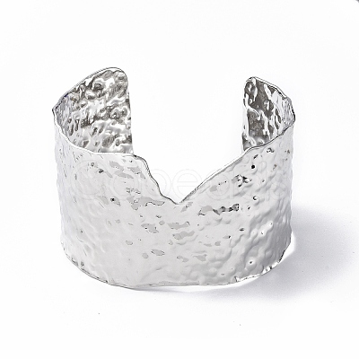 Non-Tarnish 304 Stainless Steel Wide Open Cuff Bangle for Women BJEW-F442-03P-1