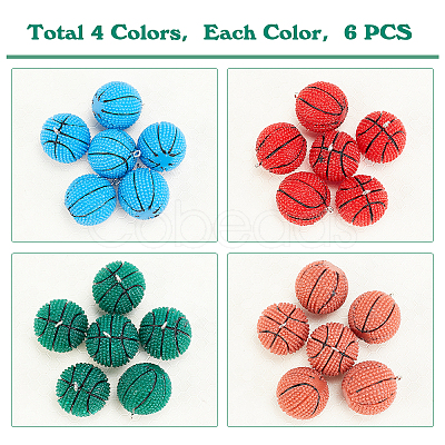 AHADERMAKER 24Pcs 4 Colors Opaque Resin Pendants RESI-GA0001-13-1