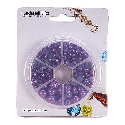 PandaHall Elite Medium Orchid Imitation Pearl Beads Assorted Mixed Sizes 4-12mm Flat Back Pearl Cabochons SACR-PH0001-47-1