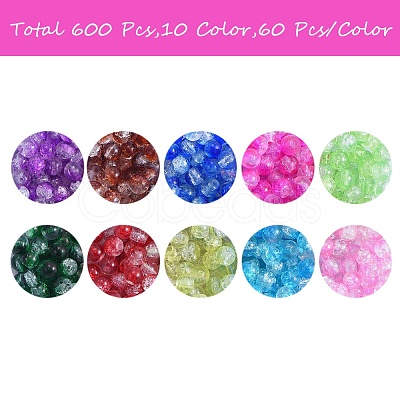 600Pcs 10 Colors Baking Painted Crackle Glass Bead Strands CCG-SZ0001-05-1