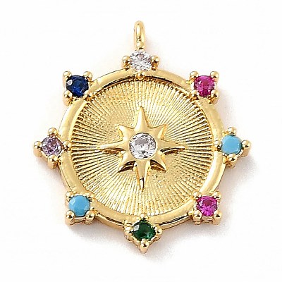 Eco-Friendly Brass Micro Pave Colorful Cubic Zirconia Pendants ZIRC-C027-06G-02-RS-1