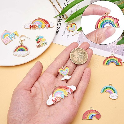 16Pcs Alloy Rainbow Enamel Pendant JX227A-1