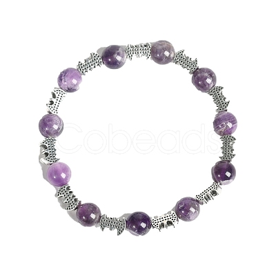 Christmas Theme Natural Amethyst Stretch Bracelets PW-WGC1682-09-1