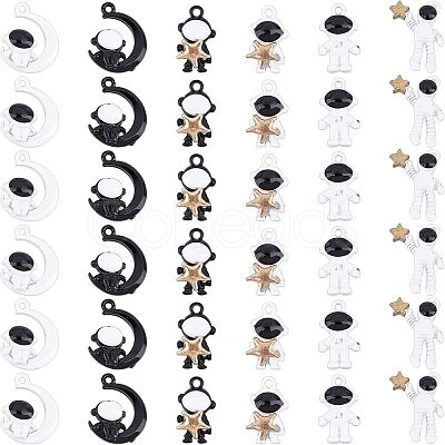 CHGCRAFT 36Pcs 6 Style Baking Painted Alloy Pendants FIND-CA0003-50-1