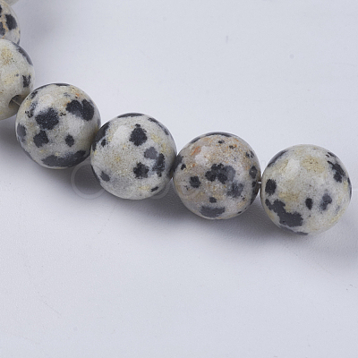 Natural Dalmation Jasper Beads Strands X-G-G515-8mm-06-1