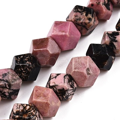 Natural Rhodonite Star Cut Round Beads Strands G-T138-32-1