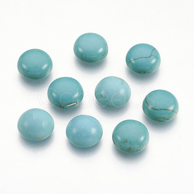 Synthetic Turquoise Flat Back Dome Cabochons X-TURQ-S266-10mm-01-1