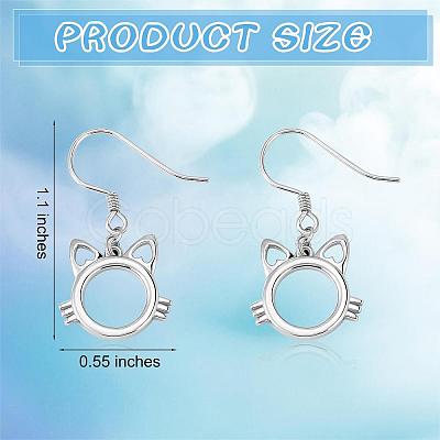 Anti-Tarnish Women Cat Stud Earrings Simple Dangle Earrings Cute Animal Kitten Cat Face Earrings Rhodium Plated Sterling Silver Earrings Stud Jewelry Gift for Lovers Women Birthday Christmas JE1073A-1