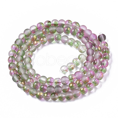 Frosted Spray Painted Glass Beads Strands X-GLAA-N035-03A-C01-1