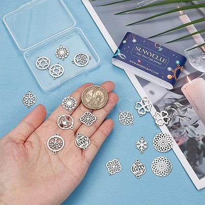 SUNNYCLUE 20Pcs 10 Styles Stainless Steel Connector Charms FIND-SC0004-70-1