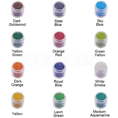 12 Colors Glass Seed Beads SEED-PH0007-03-1