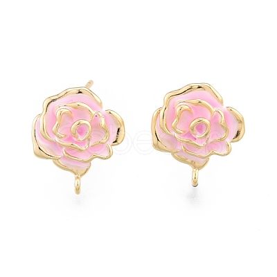 Brass Enamel Stud Earring Findings for Women KK-N216-543-1