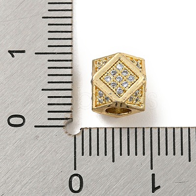 Brass Micro Pave Black/Clear Cubic Zirconia Beads KK-G493-38G-01-1