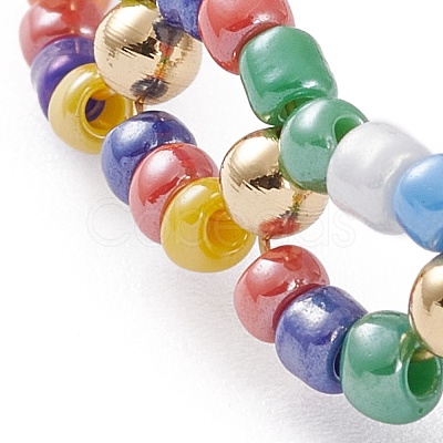 Round Opaque Lustered Glass Seed Beaded Bracelets BJEW-JB05870-02-1