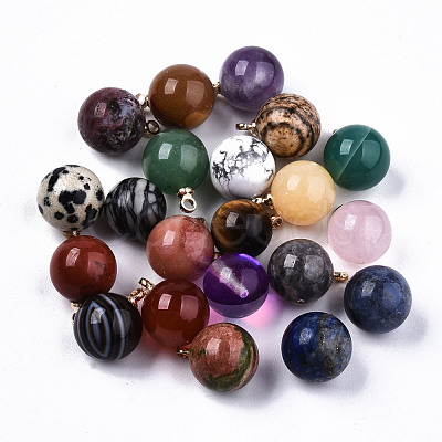 Natural Mixed Gemstone & Glass Charms G-N332-024-1