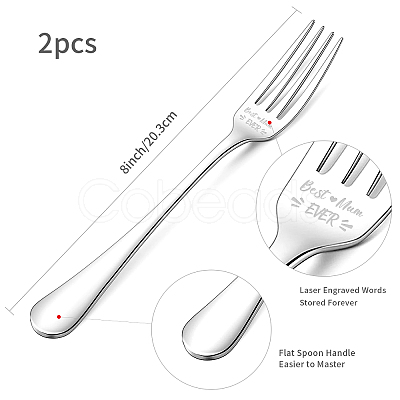 Globleland 1 Set 2Pcs 304 Stainless Steel Fork AJEW-GL0001-19-069-1