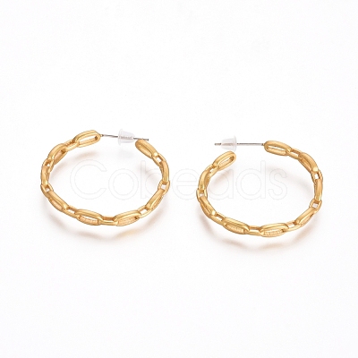 Semicircular Brass Cable Chain Stud Earrings EJEW-E196-06MG-1