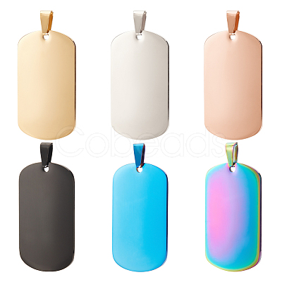 BENECREAT 6 pcs 6 Colors 201 Stainless Steel Pendants STAS-BC0003-55B-1