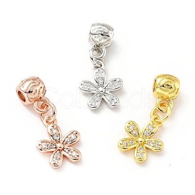 Rack Plating Brass Micro Pave Clear Cubic Zirconia Pendants KK-E034-20-1