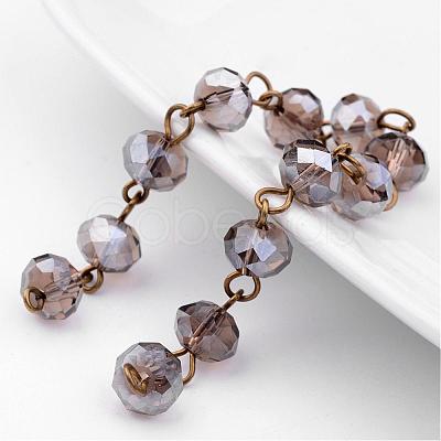 Handmade Rondelle Glass Beads Chains for Necklaces Bracelets Making AJEW-JB00240-1