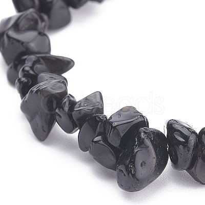 Natural Obsidian Chips Beaded Jewelry Set X-SJEW-JS01232-01-1