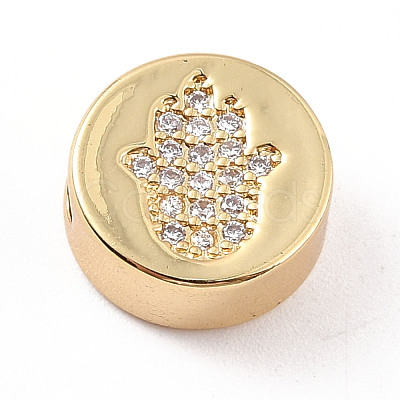 Rack Plating Brass Micro Pave Cubic Zirconia Beads ZIRC-C035-24G-1