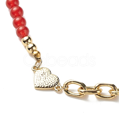 Natural Mixed Gemstone Beaded Necklace with Enamel Heart NJEW-JN04085-1