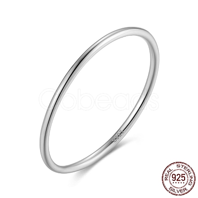 Rhodium Plated 925 Sterling Silver Thin Finger Rings RJEW-C064-03B-P-1