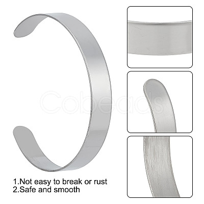 GOMAKERER 10Pcs 304 Stainless Steel Open Cuff Bangles BJEW-GO0001-02A-1