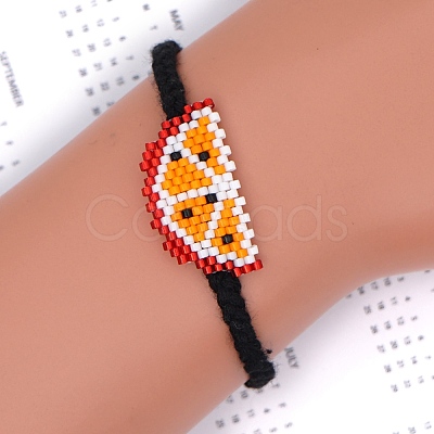 Glass Seed Watermelon Link Bracelet BJEW-P269-16-1