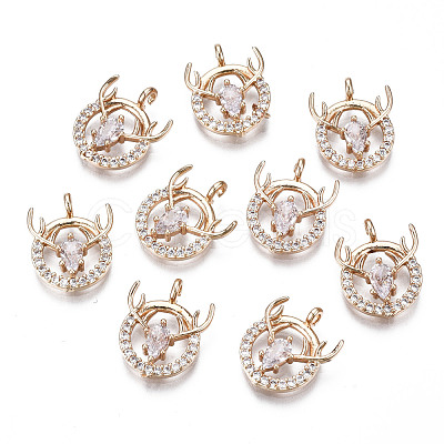 Brass Micro Pave Clear Cubic Zirconia Charms KK-S359-094-RS-1