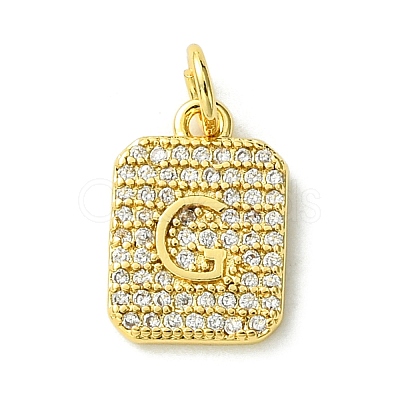 Rack Plating Brass Micro Pave Clear Cubic Zirconia Charms KK-G501-01G-G-1