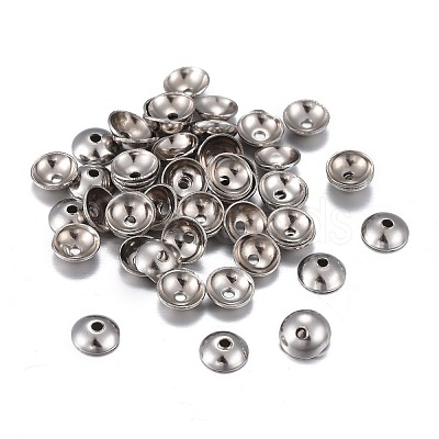 Non-Tarnish 201 Stainless Steel Bead Caps STAS-F255-045P-4mm-1