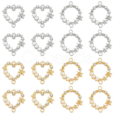 ARRICRAFT 16Pcs 4 Style Alloy Crystal Rhinestone Links FIND-AR0001-87-1