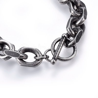 Retro 304 Stainless Steel Cable Chain Bracelets BJEW-L631-27AS-1