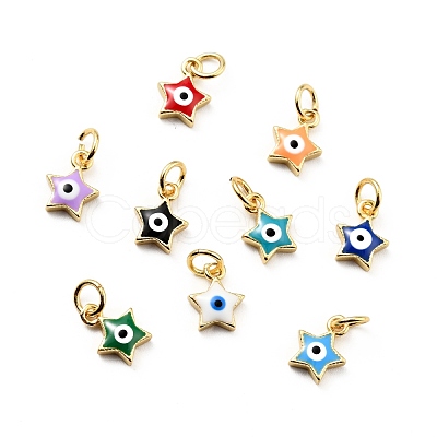 Rack Plating Brass Enamel Charms KK-G387-06G-1