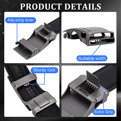 AHADERMAKER 2Pcs 2 Styles Alloy DIY Adjustable Automatic Buckle FIND-GA0003-34A-1