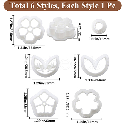 CRASPIRE 5 Styles Flower & Leaf Plastic Clay Pressed Molds DIY-CP0010-31-1