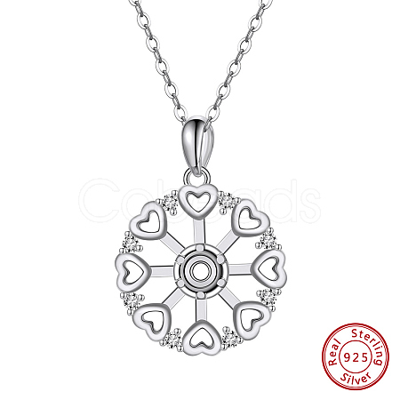 925 Sterling Silver Micro Pave Clear Cubic Zirconia Pendant Cabochon Setting STER-L064-16P-1