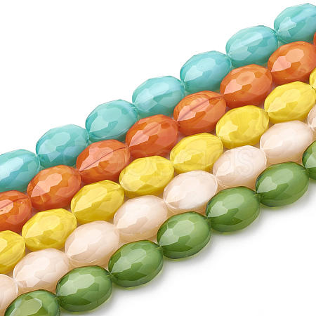Opaque Solid Color Glass Beads Strands GLAA-N032-02O-1