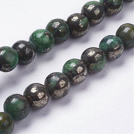 Natural Pyrite Beads Strands G-K181-12mm-H03-1
