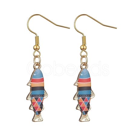 Light Gold Alloy Enamel Dangle Earrings EJEW-JE05607-01-1