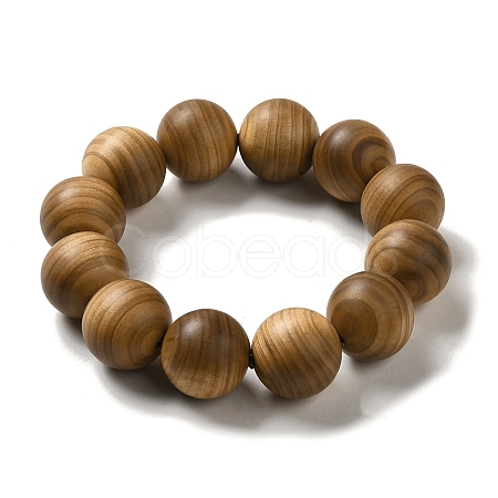 20mm Round Wood Beaded Stretch Bracelets BJEW-B080-10A-1