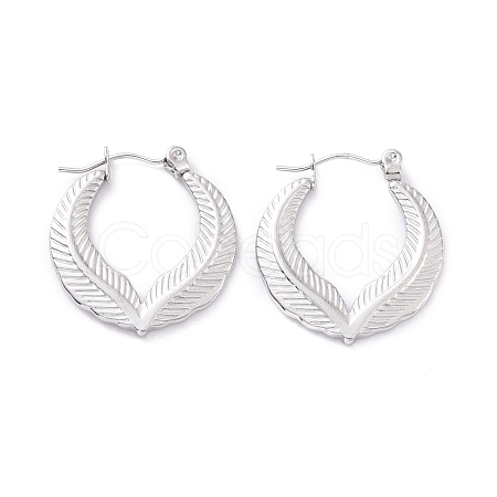 Non-Tarnish 304 Stainless Steel Double Leaf Wrap Hoop Earrings for Women EJEW-G293-23P-1