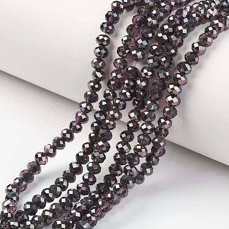 Electroplate Transparent Glass Beads Strands EGLA-A034-T3mm-P07-1