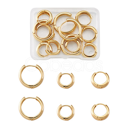 YILISI 6 Pairs 3 Styles Brass Huggie Hoop Earrings EJEW-YS0001-01-1