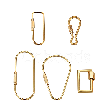  Unisex Pure Handmade Brass Key Rings & Screw Carabiner Lock Charms KEYC-TA0003-06-1