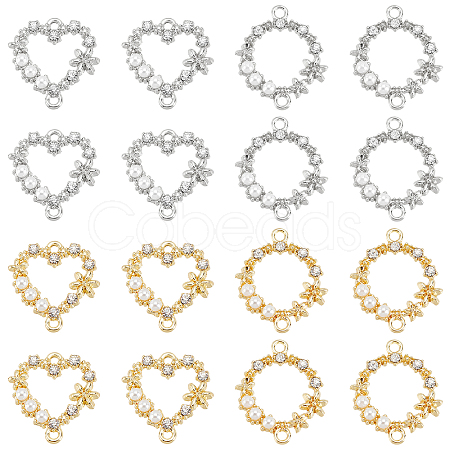 ARRICRAFT 16Pcs 4 Style Alloy Crystal Rhinestone Links FIND-AR0001-87-1